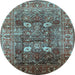 Round Oriental Light Blue Industrial Rug, urb1047lblu