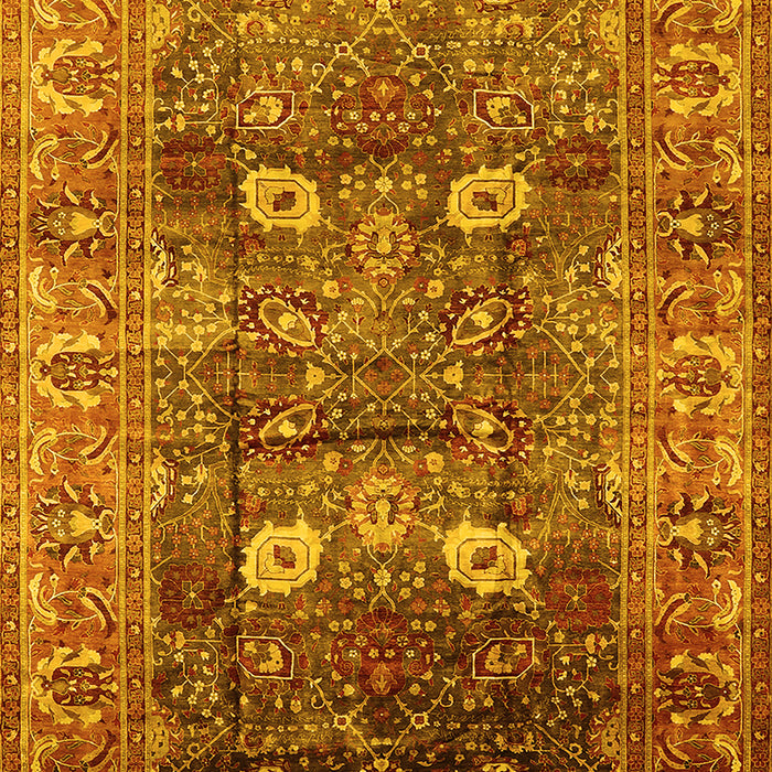 Machine Washable Oriental Yellow Industrial Rug, wshurb1047yw