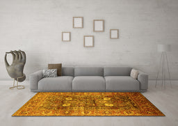 Machine Washable Oriental Yellow Industrial Rug in a Living Room, wshurb1047yw