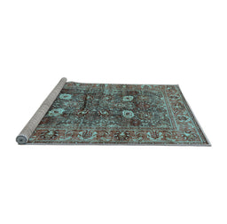 Sideview of Machine Washable Oriental Light Blue Industrial Rug, wshurb1047lblu