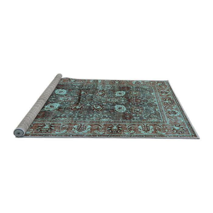 Sideview of Machine Washable Oriental Light Blue Industrial Rug, wshurb1047lblu