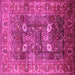 Square Machine Washable Oriental Pink Industrial Rug, wshurb1047pnk