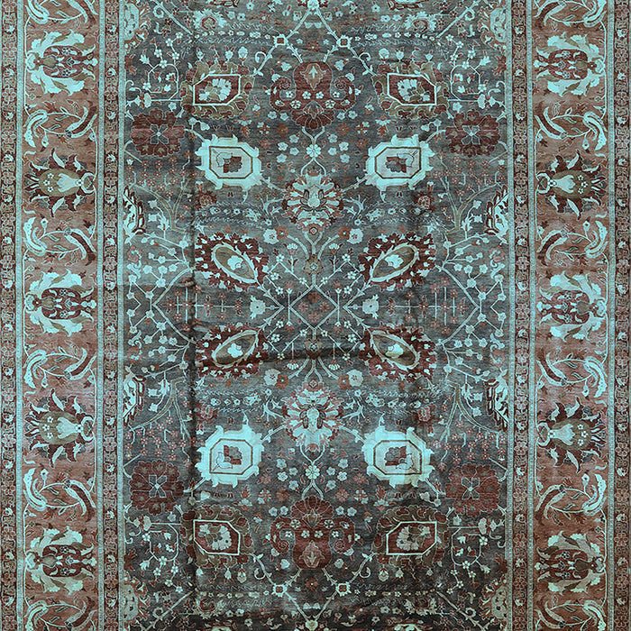 Machine Washable Oriental Light Blue Industrial Rug, wshurb1047lblu
