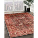 Mid-Century Modern Sunrise Orange Oriental Rug in Family Room, urb1047