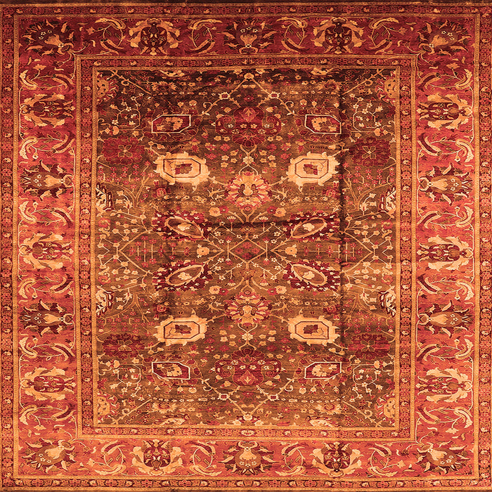 Square Oriental Orange Industrial Rug, urb1047org