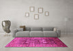 Machine Washable Oriental Pink Industrial Rug in a Living Room, wshurb1047pnk
