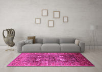 Machine Washable Oriental Pink Industrial Rug, wshurb1047pnk