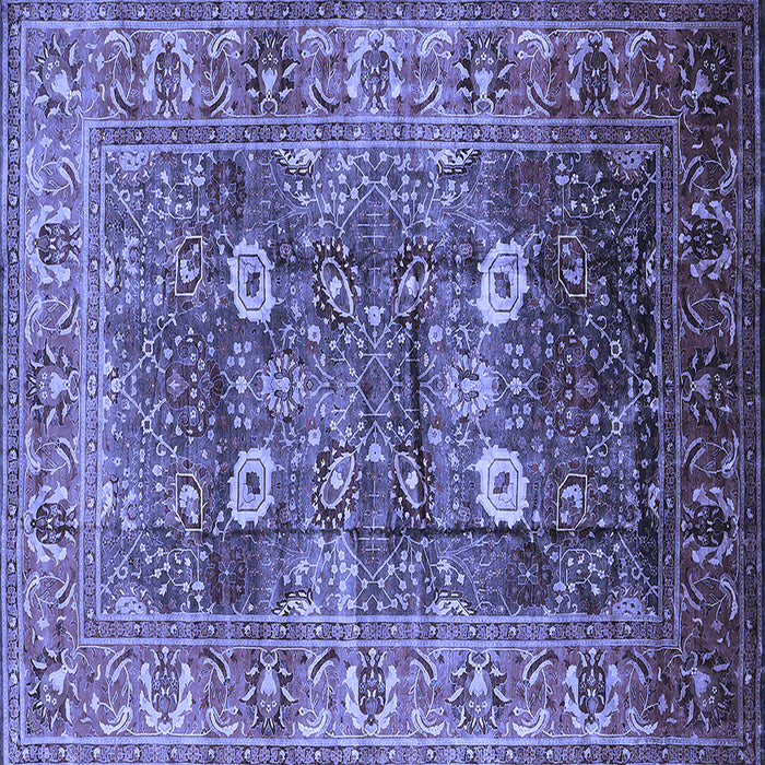 Square Machine Washable Oriental Blue Industrial Rug, wshurb1047blu