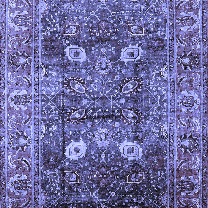 Machine Washable Oriental Blue Industrial Rug, wshurb1047blu