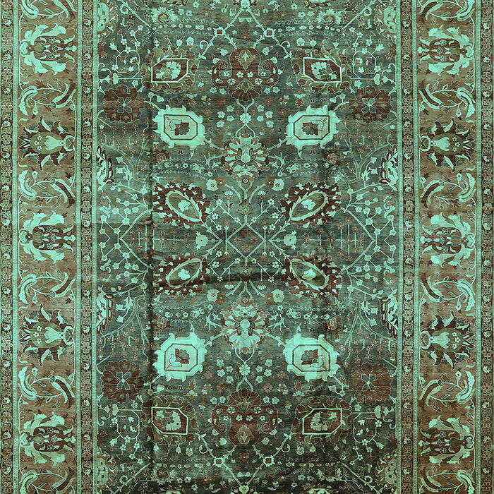 Machine Washable Oriental Turquoise Industrial Area Rugs, wshurb1047turq