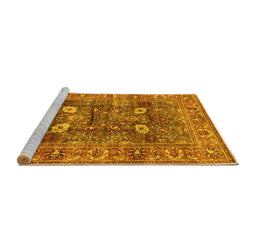 Sideview of Machine Washable Oriental Yellow Industrial Rug, wshurb1047yw