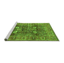 Sideview of Machine Washable Oriental Green Industrial Area Rugs, wshurb1047grn
