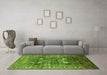 Machine Washable Oriental Green Industrial Area Rugs in a Living Room,, wshurb1047grn