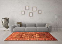 Machine Washable Oriental Orange Industrial Area Rugs in a Living Room, wshurb1047org
