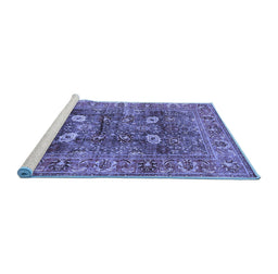 Sideview of Machine Washable Oriental Blue Industrial Rug, wshurb1047blu