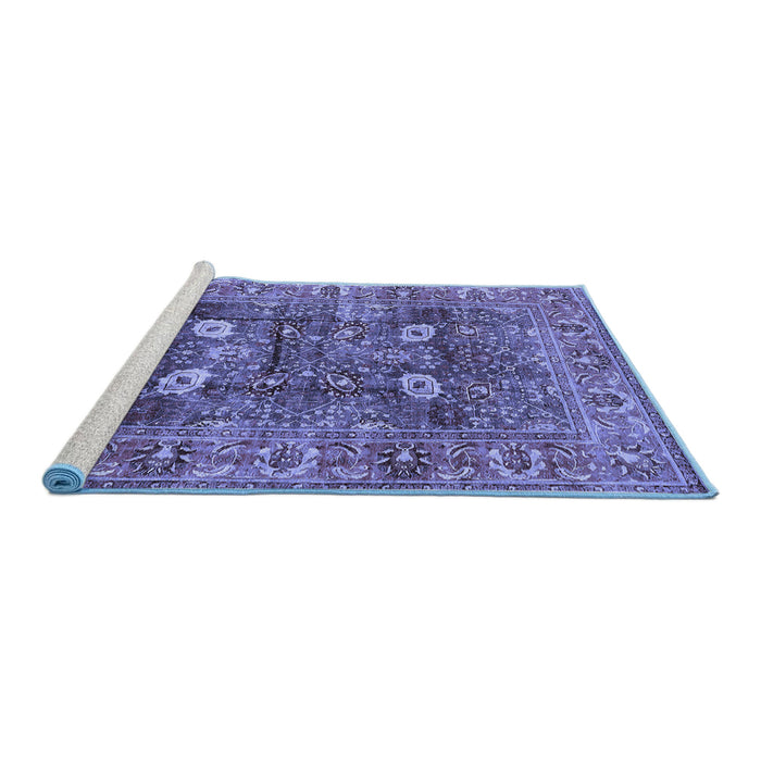 Sideview of Machine Washable Oriental Blue Industrial Rug, wshurb1047blu