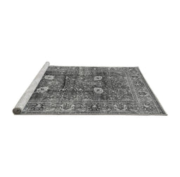 Sideview of Machine Washable Oriental Gray Industrial Rug, wshurb1047gry