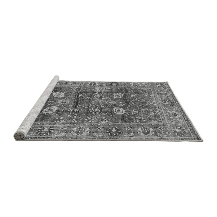Sideview of Machine Washable Oriental Gray Industrial Rug, wshurb1047gry