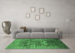 Machine Washable Oriental Emerald Green Industrial Area Rugs in a Living Room,, wshurb1047emgrn