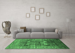 Machine Washable Oriental Emerald Green Industrial Area Rugs in a Living Room,, wshurb1047emgrn