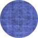 Round Oriental Blue Industrial Rug, urb1048blu