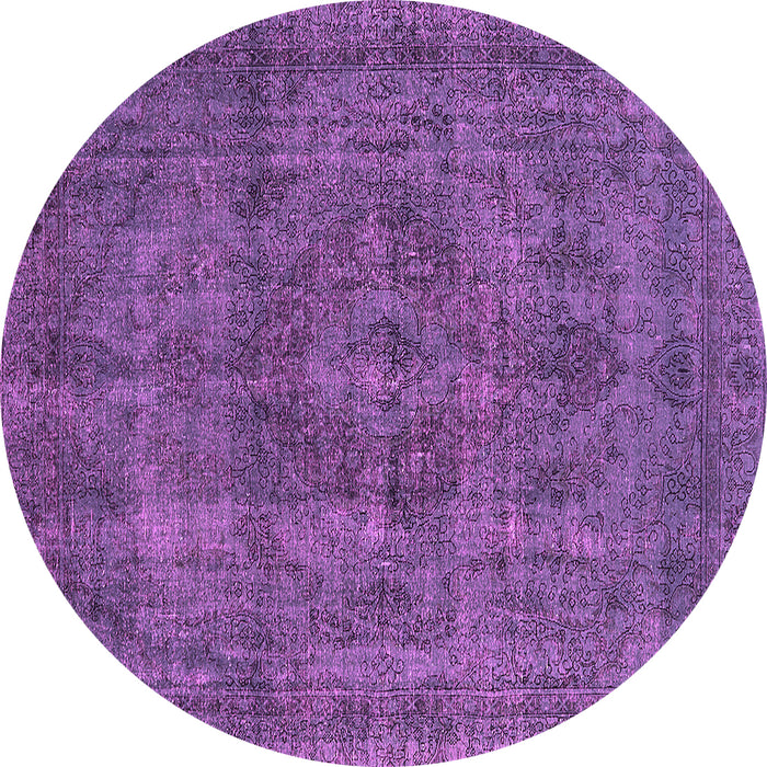 Round Machine Washable Oriental Pink Industrial Rug, wshurb1048pnk