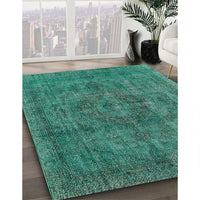 Mid-Century Modern Light Sea Green Oriental Rug, urb1048