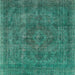 Square Mid-Century Modern Light Sea Green Oriental Rug, urb1048