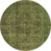 Round Oriental Brown Industrial Rug, urb1048brn