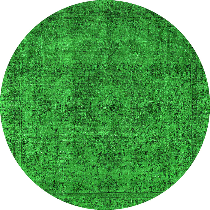 Round Oriental Green Industrial Rug, urb1048grn
