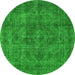 Round Oriental Green Industrial Rug, urb1048grn