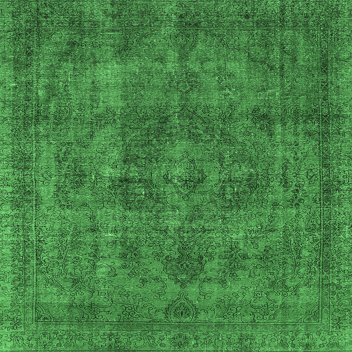 Square Machine Washable Oriental Emerald Green Industrial Area Rugs, wshurb1048emgrn