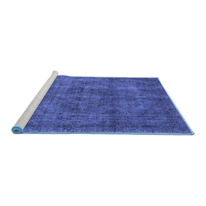 Sideview of Machine Washable Oriental Blue Industrial Rug, wshurb1048blu