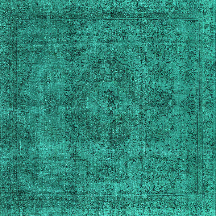 Square Machine Washable Oriental Turquoise Industrial Area Rugs, wshurb1048turq