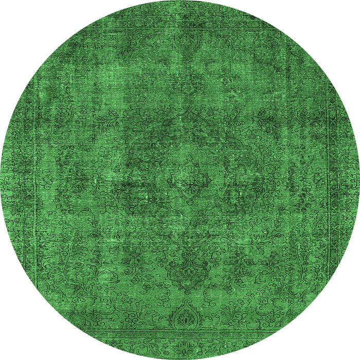 Round Oriental Emerald Green Industrial Rug, urb1048emgrn
