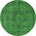 Round Oriental Emerald Green Industrial Rug, urb1048emgrn