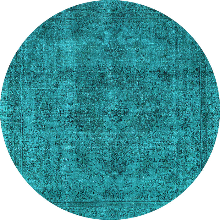 Round Oriental Light Blue Industrial Rug, urb1048lblu