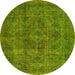 Round Oriental Yellow Industrial Rug, urb1048yw