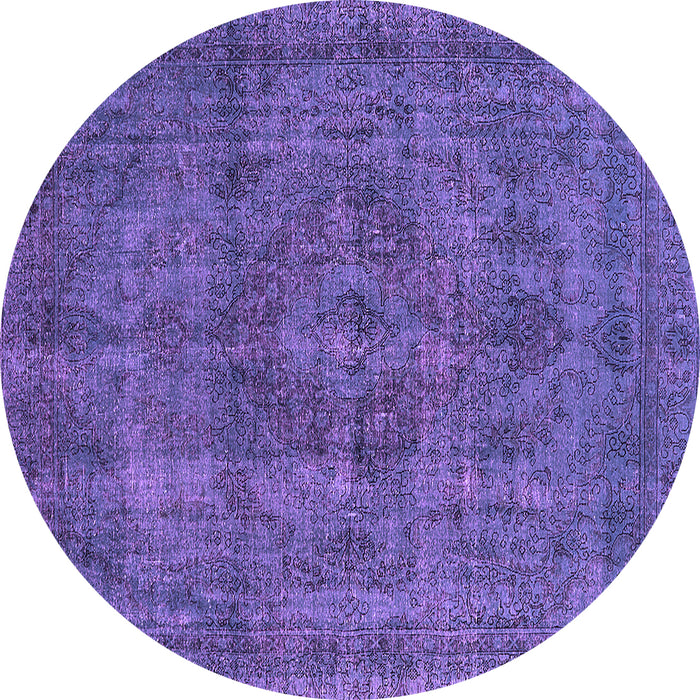 Round Machine Washable Oriental Purple Industrial Area Rugs, wshurb1048pur