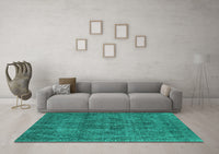 Machine Washable Oriental Turquoise Industrial Rug, wshurb1048turq