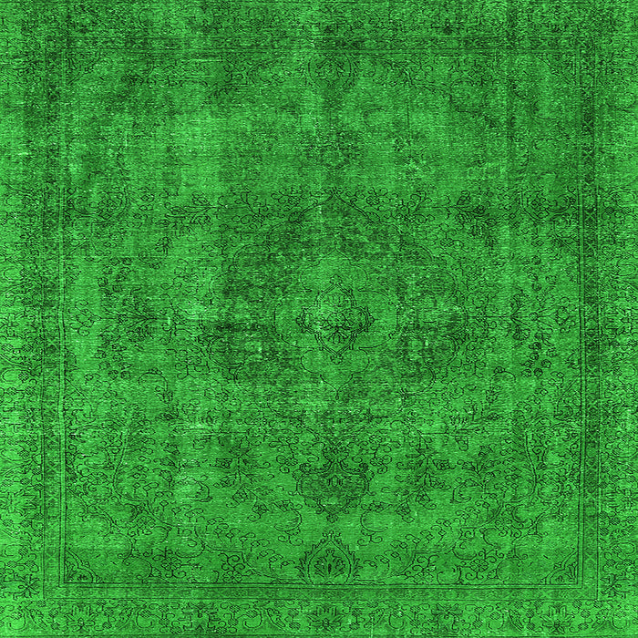 Square Machine Washable Oriental Green Industrial Area Rugs, wshurb1048grn