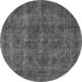 Round Machine Washable Oriental Gray Industrial Rug, wshurb1048gry