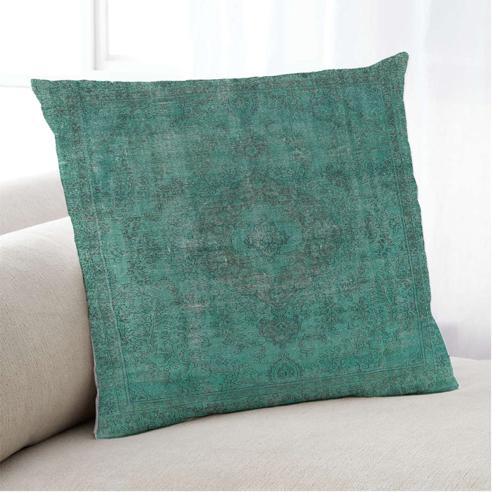 Lifestyle Image of Mid-Century Modern Urban Square Light Sea Green Throw Pillow, 18 inch by 18 inch, pwurb1048