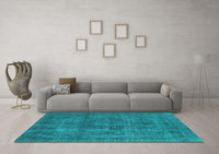 Machine Washable Oriental Light Blue Industrial Rug, wshurb1048lblu