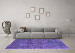 Machine Washable Oriental Purple Industrial Area Rugs in a Living Room, wshurb1048pur