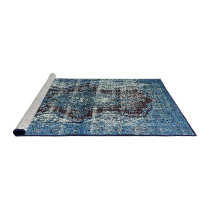 Sideview of Machine Washable Industrial Modern Koi Blue Rug, wshurb1049