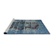 Sideview of Machine Washable Industrial Modern Koi Blue Rug, wshurb1049