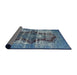 Sideview of Mid-Century Modern Koi Blue Persian Rug, urb1049