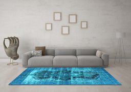 Machine Washable Persian Light Blue Bohemian Rug in a Living Room, wshurb1049lblu