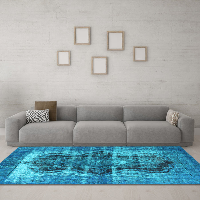 Machine Washable Persian Light Blue Bohemian Rug in a Living Room, wshurb1049lblu